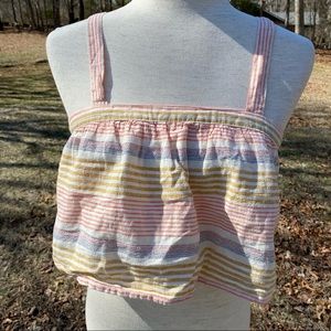 KAISLEY TOP CROP NEW NWOT CREAM GOLD STRIPES Size M